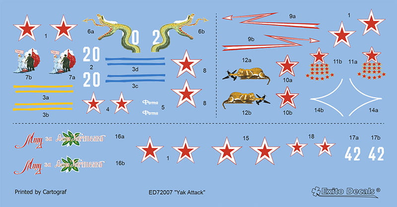 Kalkomanie do Jak-1b – Exito Decals 1/72